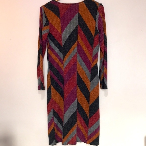 LIBRA chevron print ribbed button front long cardigan Small - Picture 6 of 10